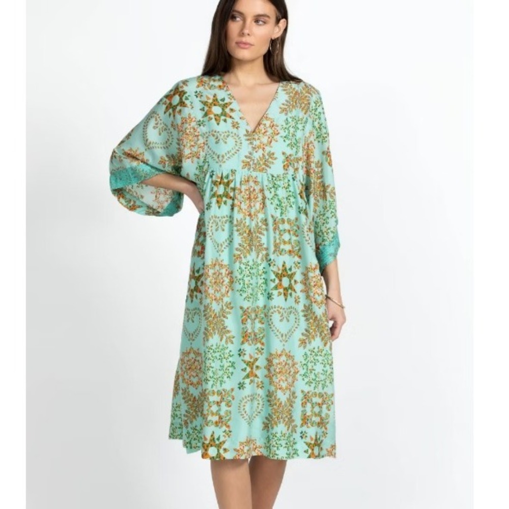 Johnny Was Corbetta Kimono Dress size Medium Floral 100% Silk Boho NWT